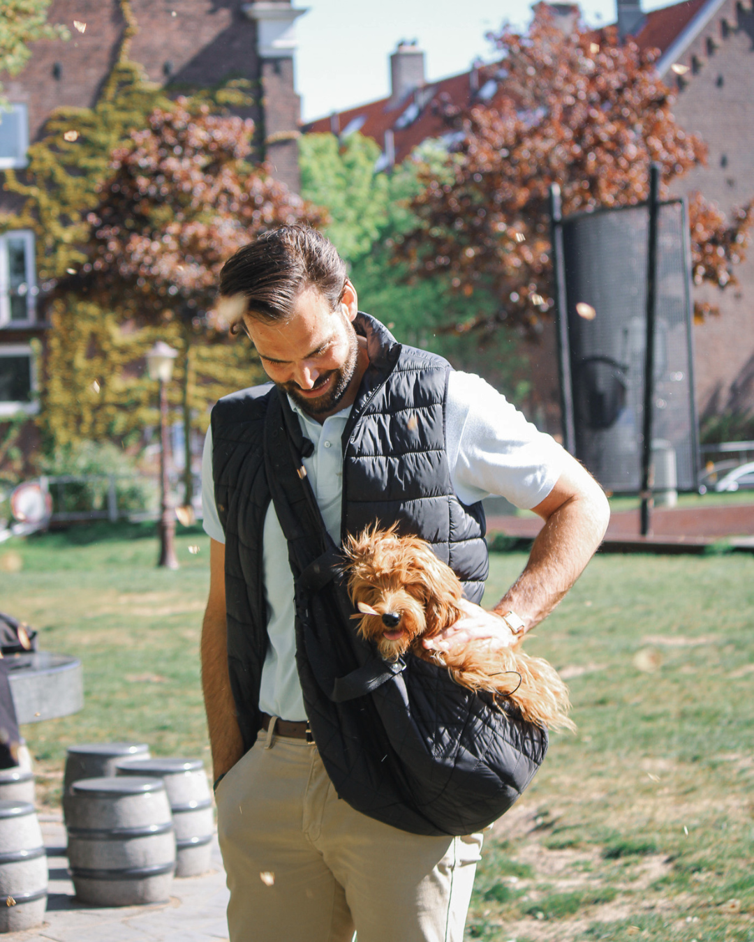 Bob & Scottie luxe hondendraagtas zwart voor kleine honden en puppy's 